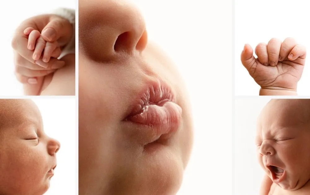 Newborns often display a range of adorable expressions and emotions through their lips.